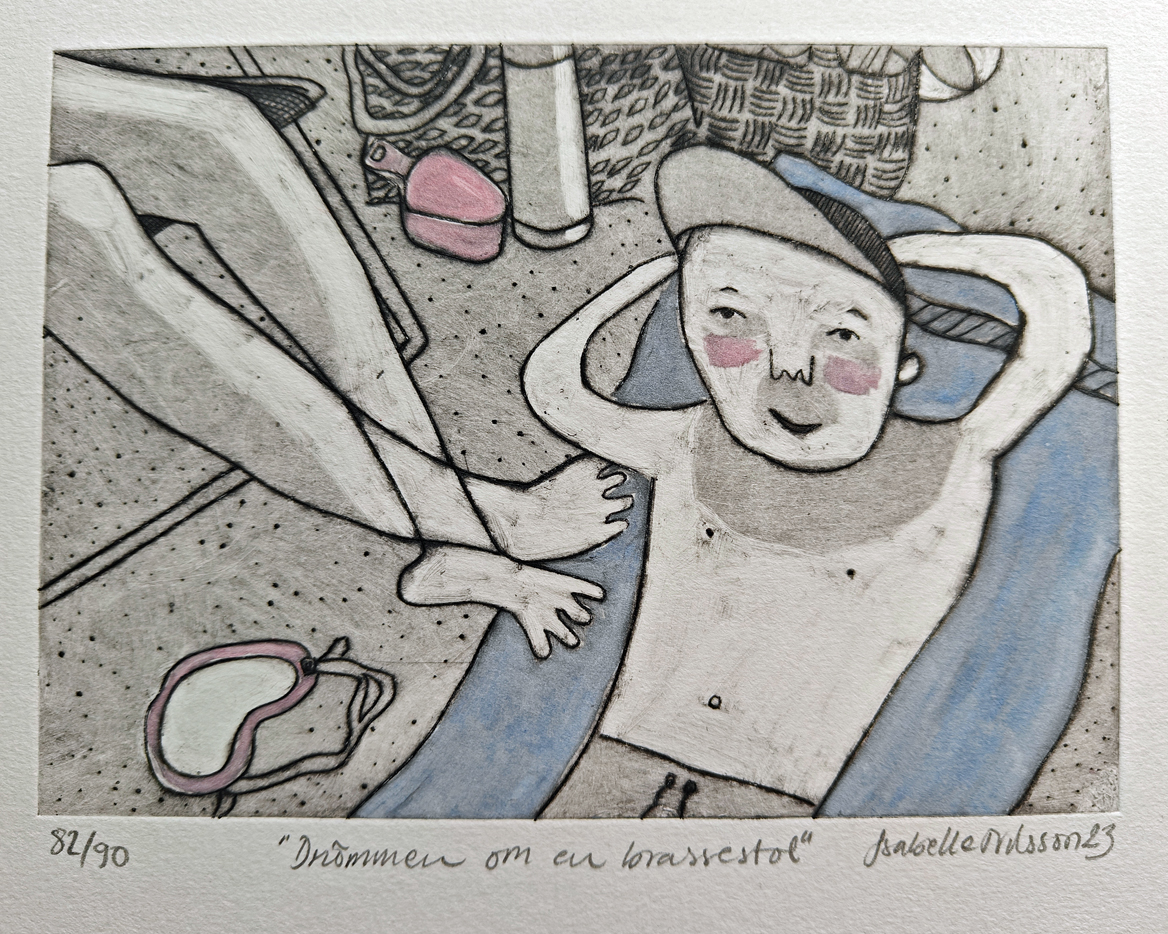 1. Drömmen om en brassestol, grafik, Isabelle Nilsson