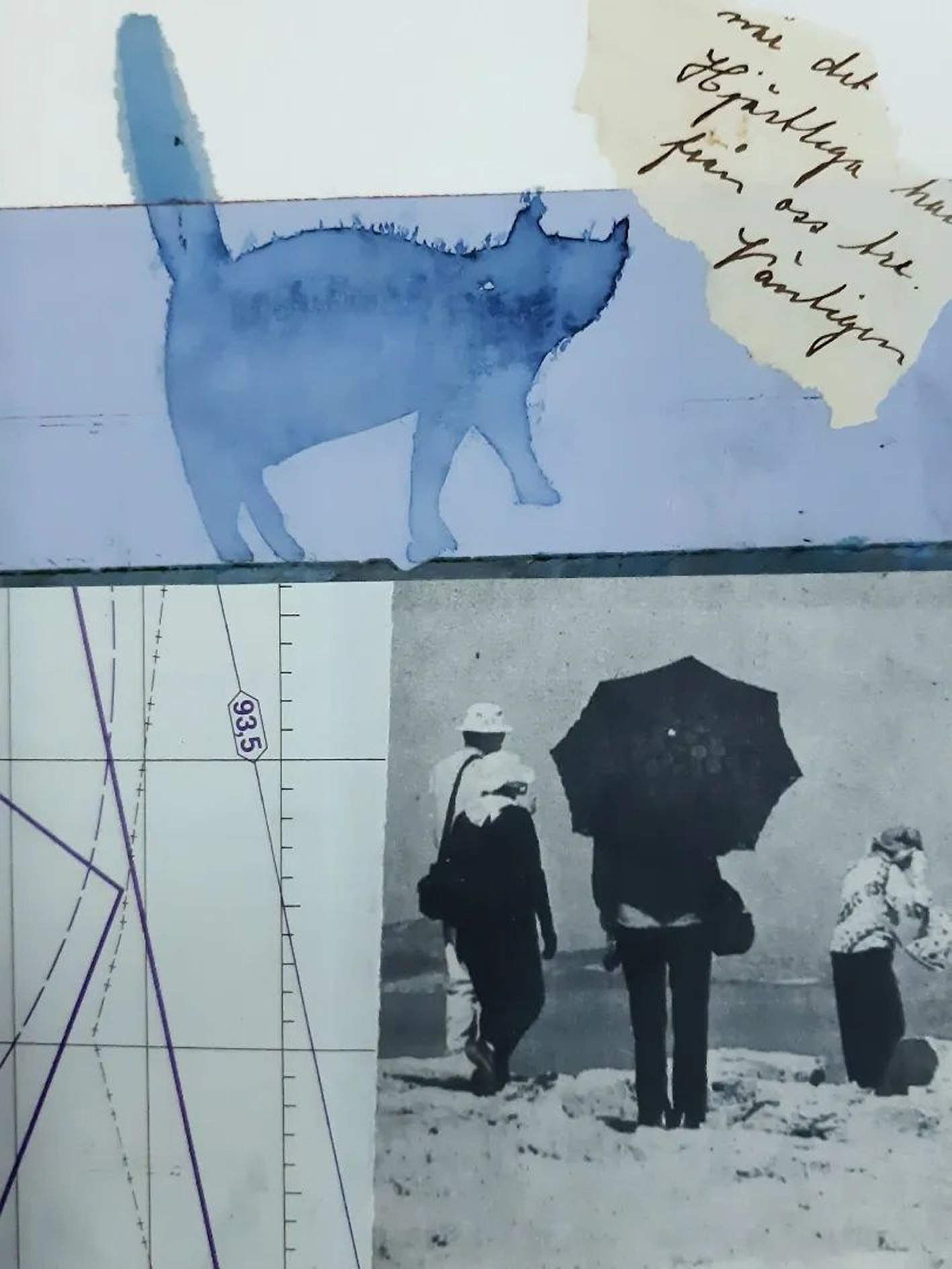 5. Katt på linjen, grafik, Agneta Östlund