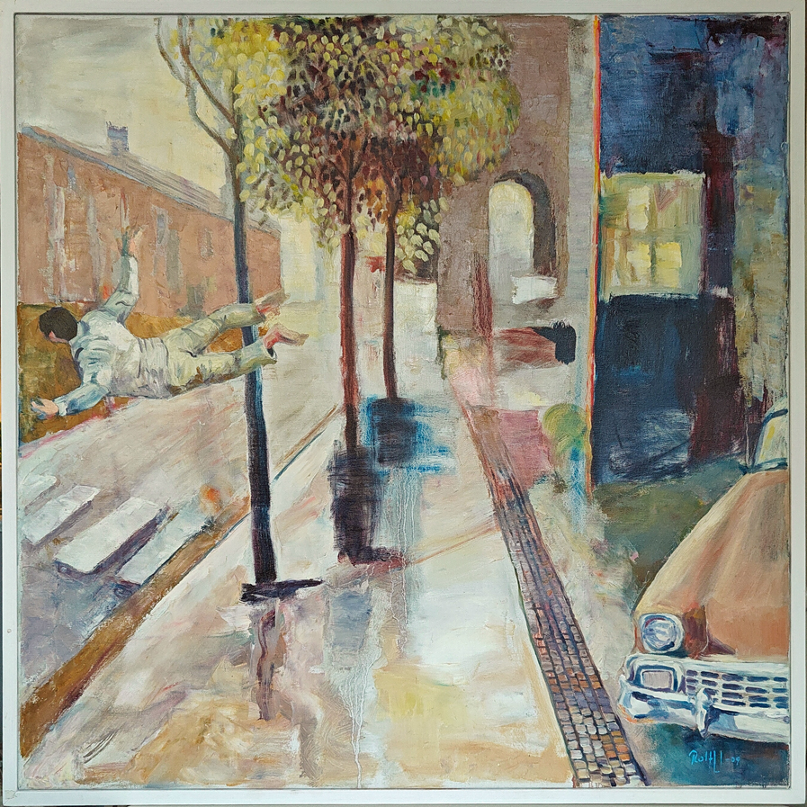 12. Hem genom stan, oljemålning, Rolf U Karlsson